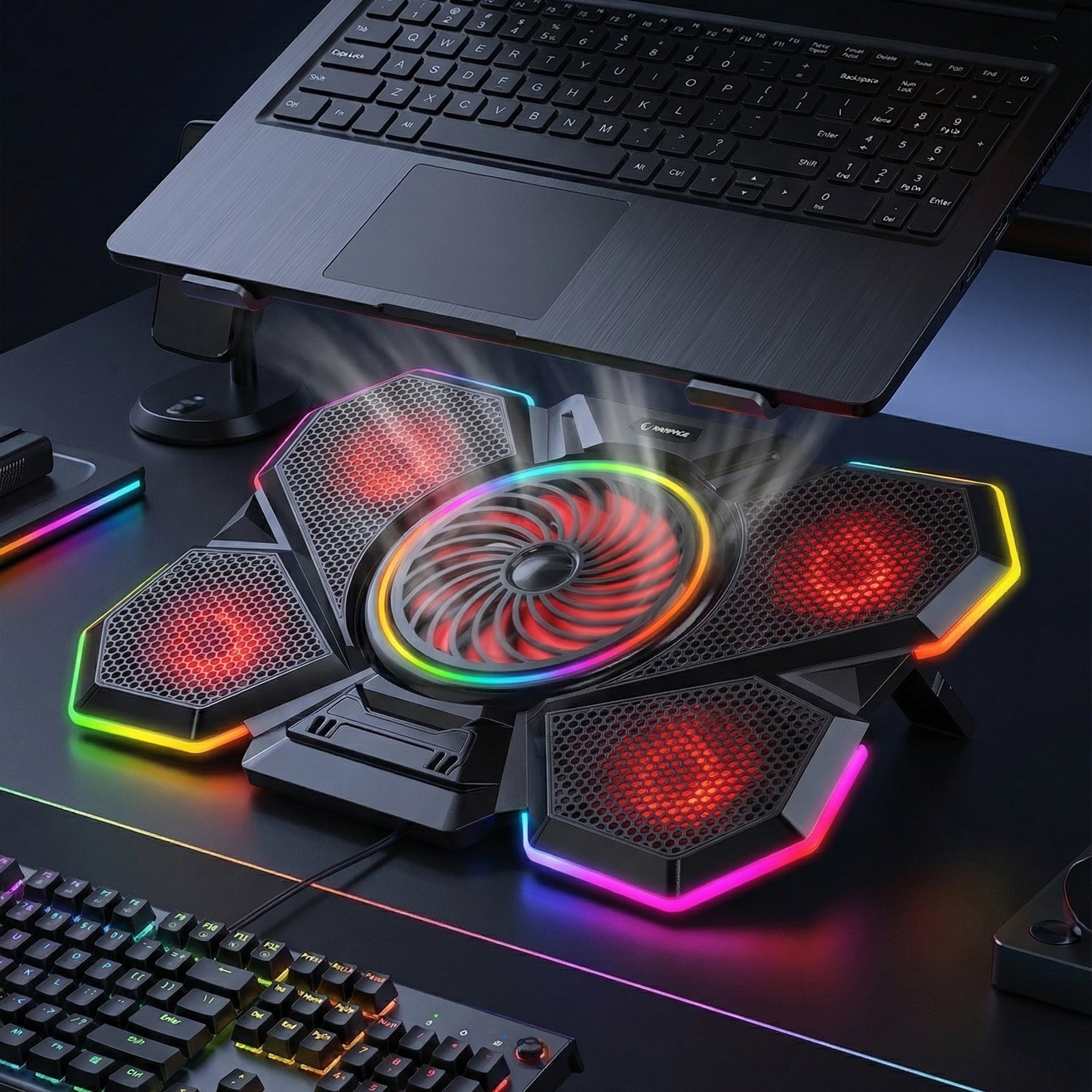 S47 Coolflow 5 Adet Fan 12-17.3 inç Notebook Soğutucu Stand – Rampage