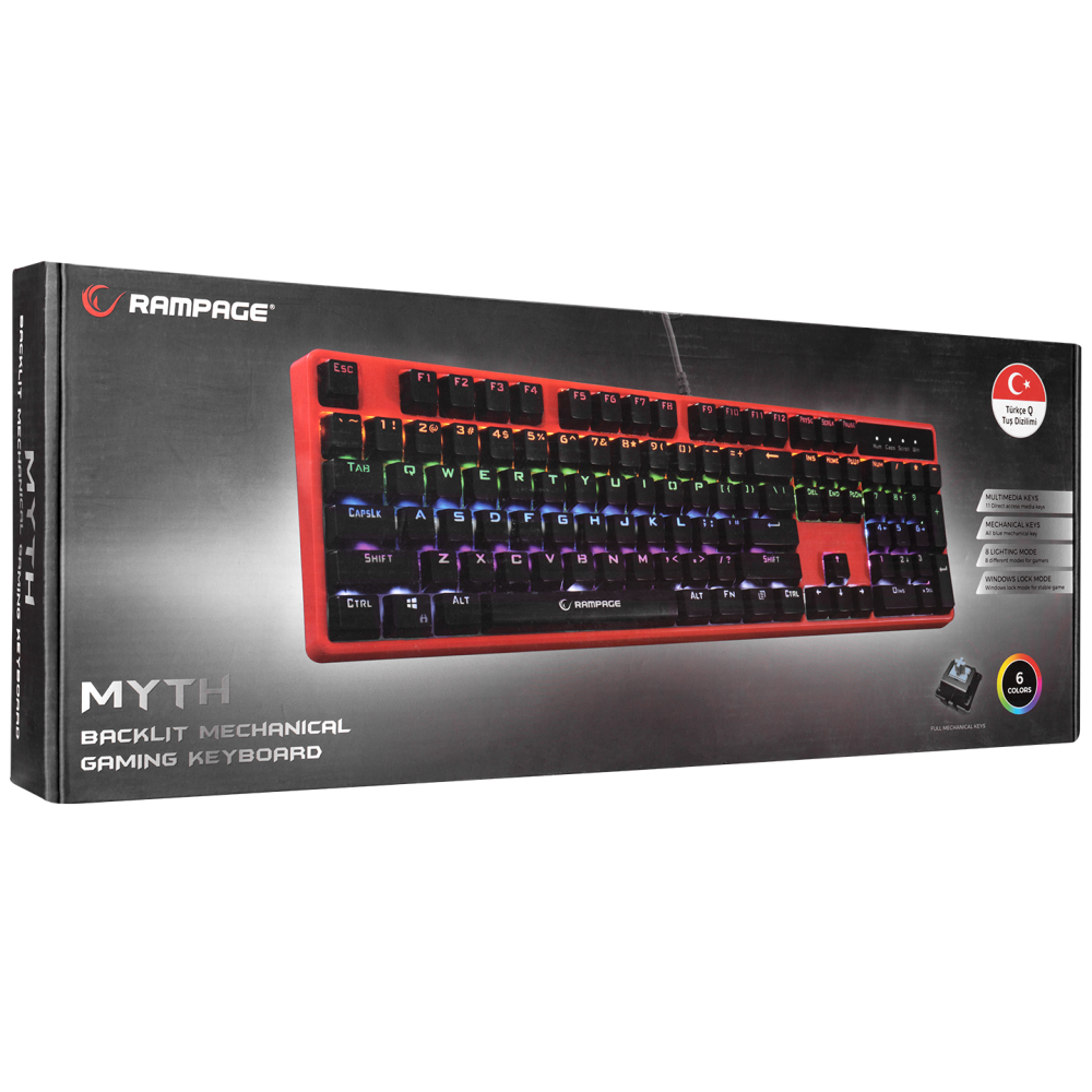 KB-R18 Myth Kırmızı Mekanik Gaming Oyuncu Klavyesi - Rampage