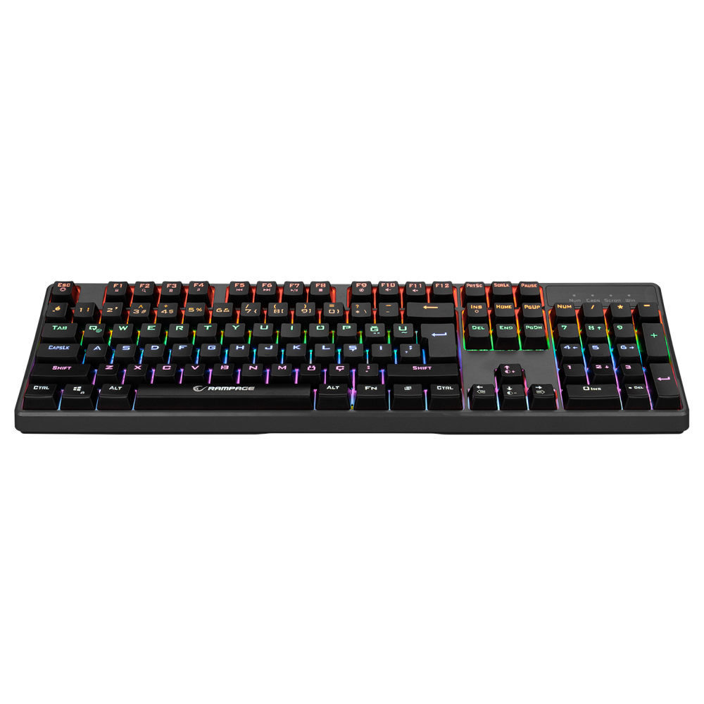 KB-R18 Myth Siyah USB Gökkuşağı Aydınlatmalı Q Mekanik Gaming Klavye - Rampage