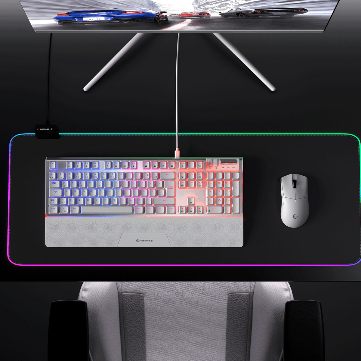 Carbon - Bilek Destekli Red Switch Oyuncu Klavyesi-Beyaz
