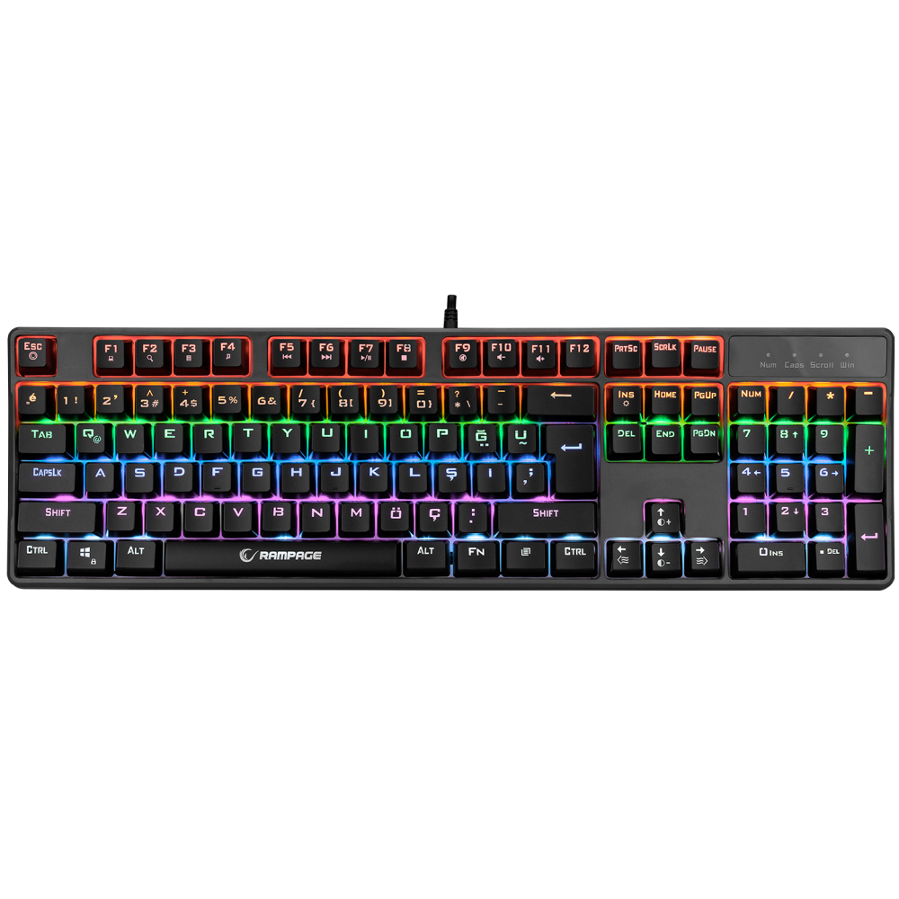 KB-R18 Myth Siyah USB Gökkuşağı Aydınlatmalı Q Mekanik Gaming Klavye - Rampage