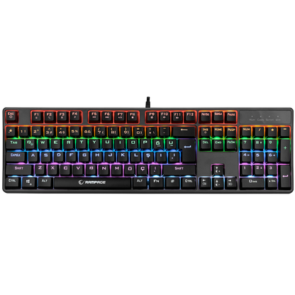 KB-R18 Myth Siyah USB Gökkuşağı Aydınlatmalı Q Mekanik Gaming Klavye - Rampage