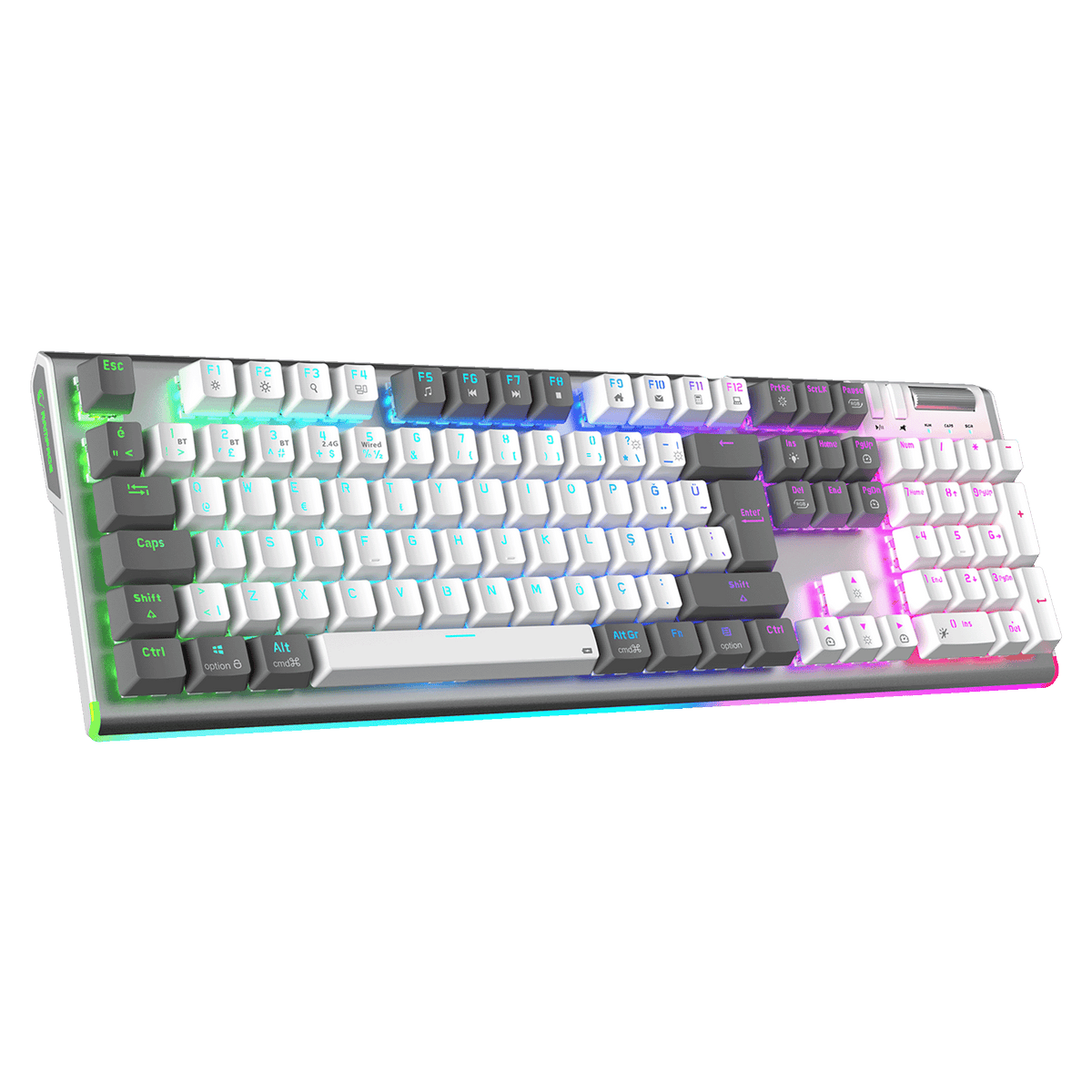 Carbon Pro Outemu Red Switch Wireless Mechanical Gaming Keyboard-White/Gray