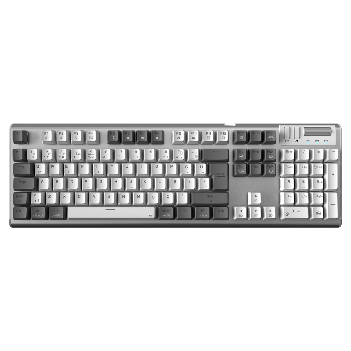 Carbon Pro Outemu Red Switch Wireless Mechanical Gaming Keyboard-White/Gray