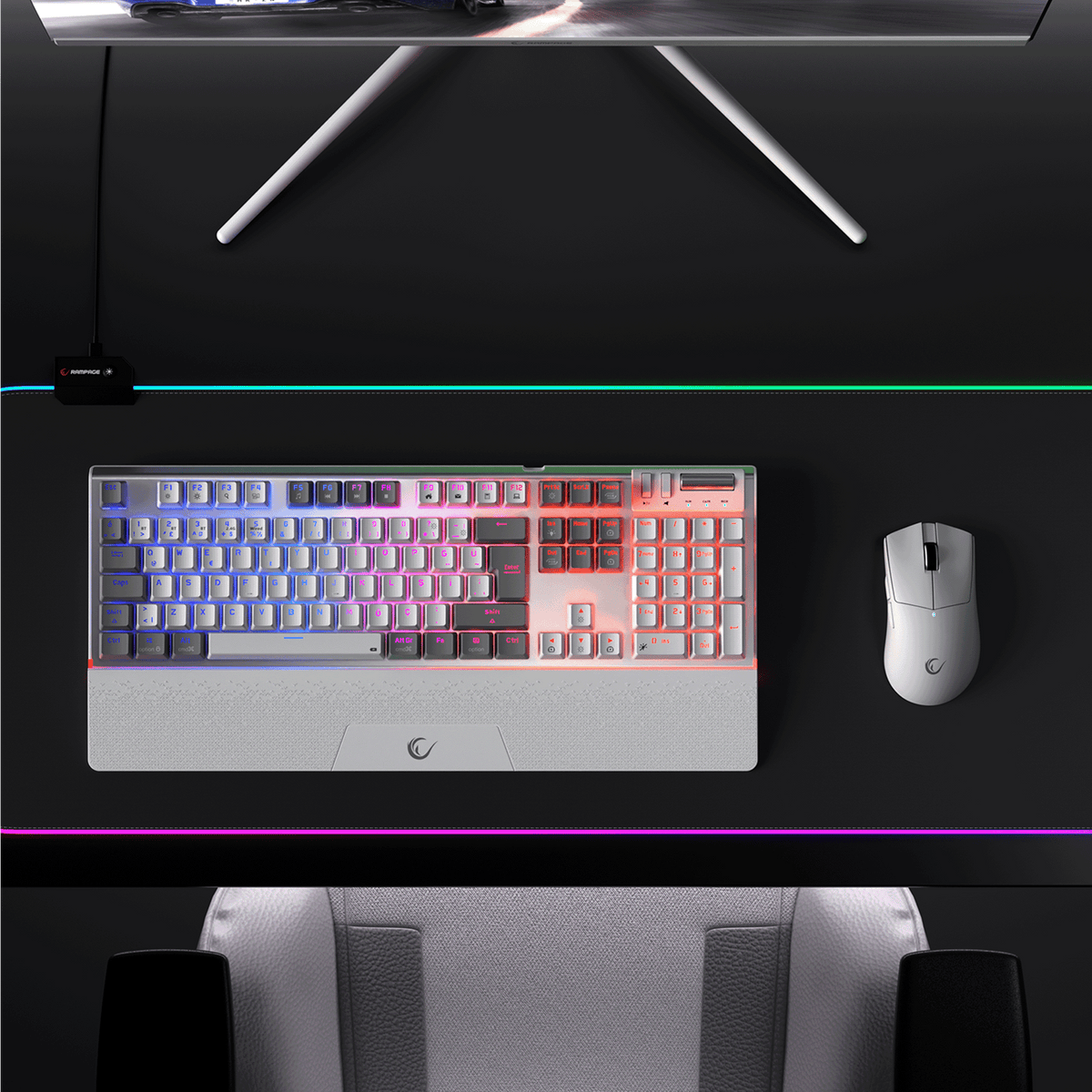 Carbon Pro Outemu Red Switch Wireless Mechanical Gaming Keyboard-White/Gray
