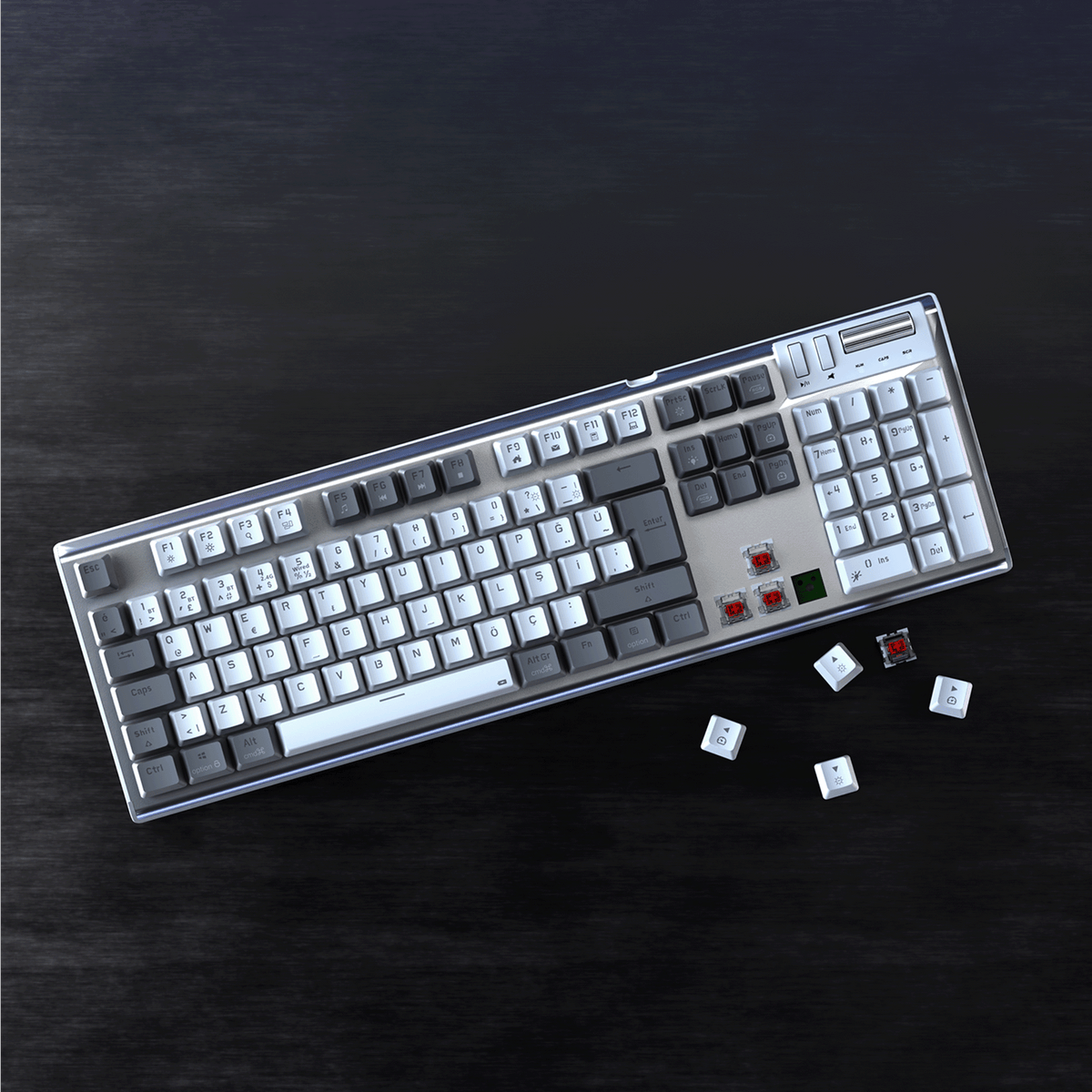Carbon Pro Outemu Red Switch Wireless Mechanical Gaming Keyboard-White/Gray