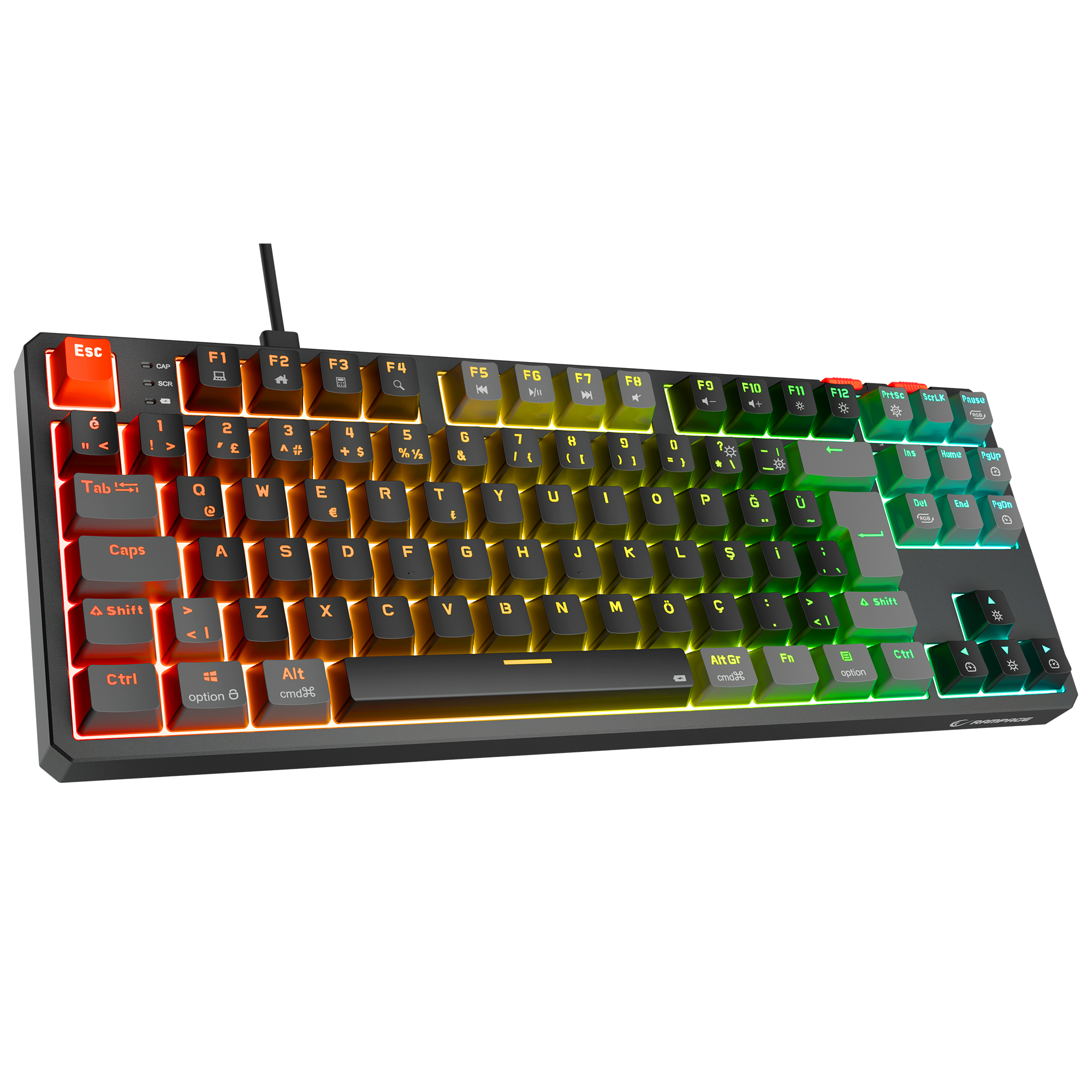 Yoru TKL RGB Outemu Red Switch Mekanik Oyuncu Klavyesi-Siyah/Gri