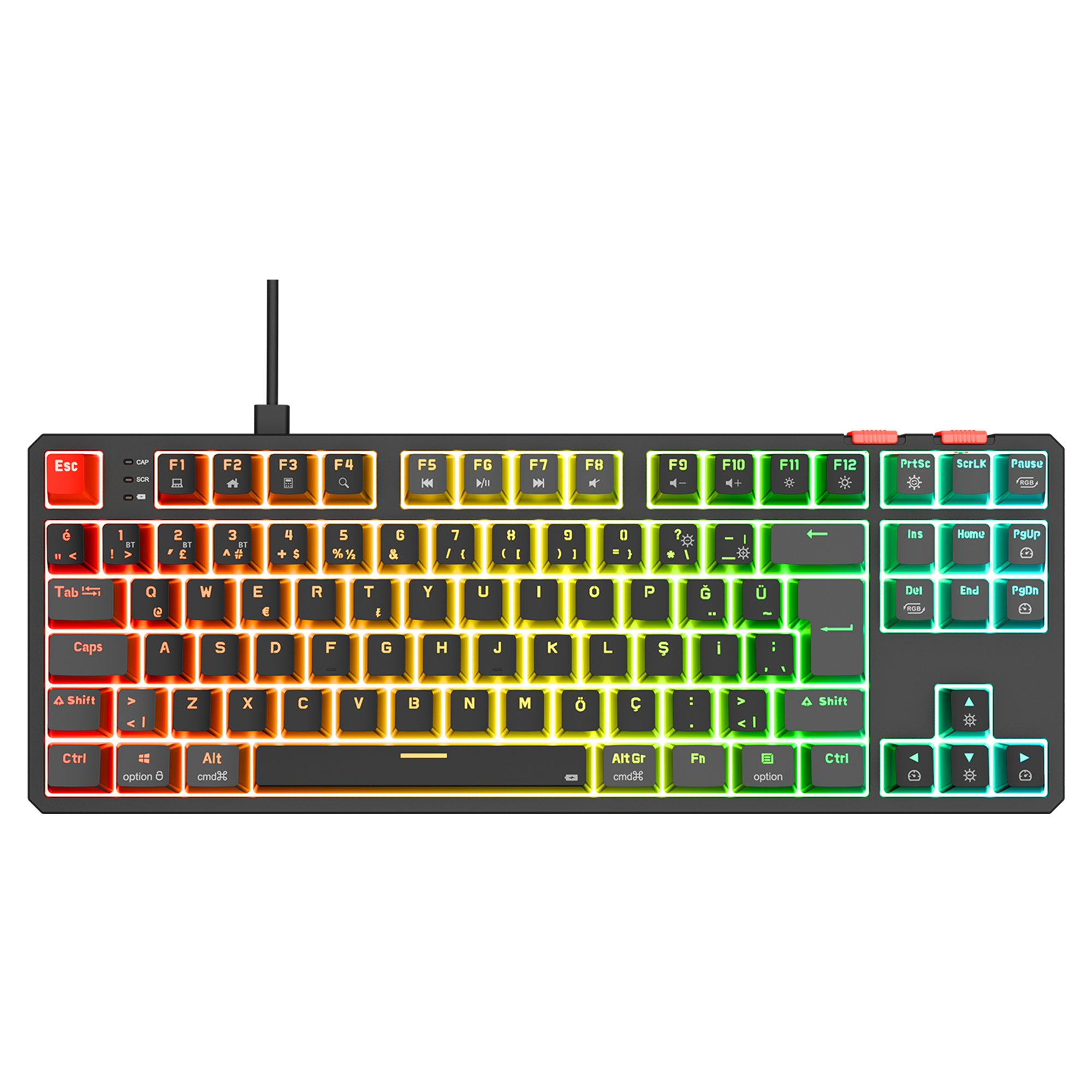 Yoru TKL RGB Outemu Red Switch Mekanik Oyuncu Klavyesi-Siyah/Gri