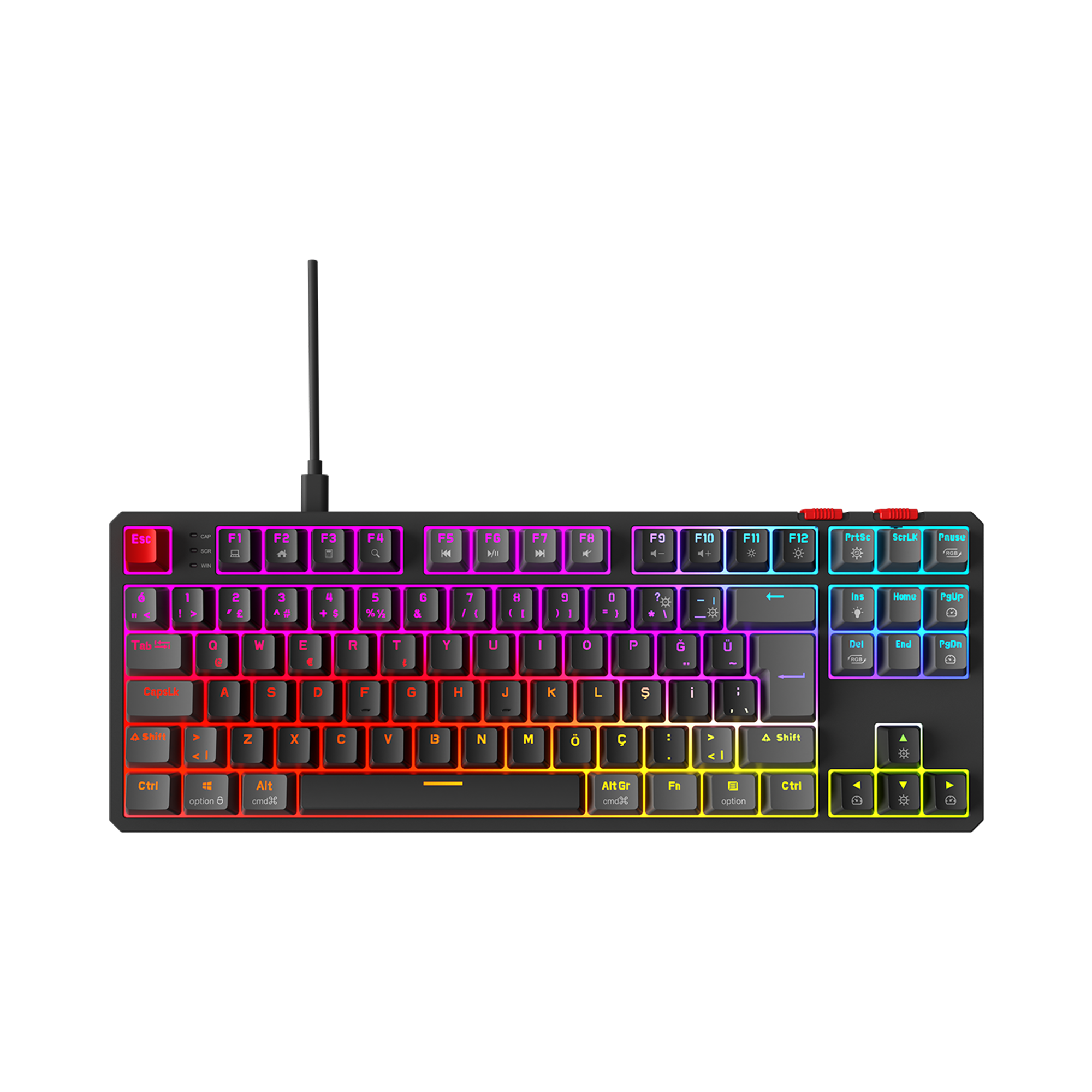 Yoru TKL RGB Outemu Red Switch Mekanik Oyuncu Klavyesi-Siyah/Gri