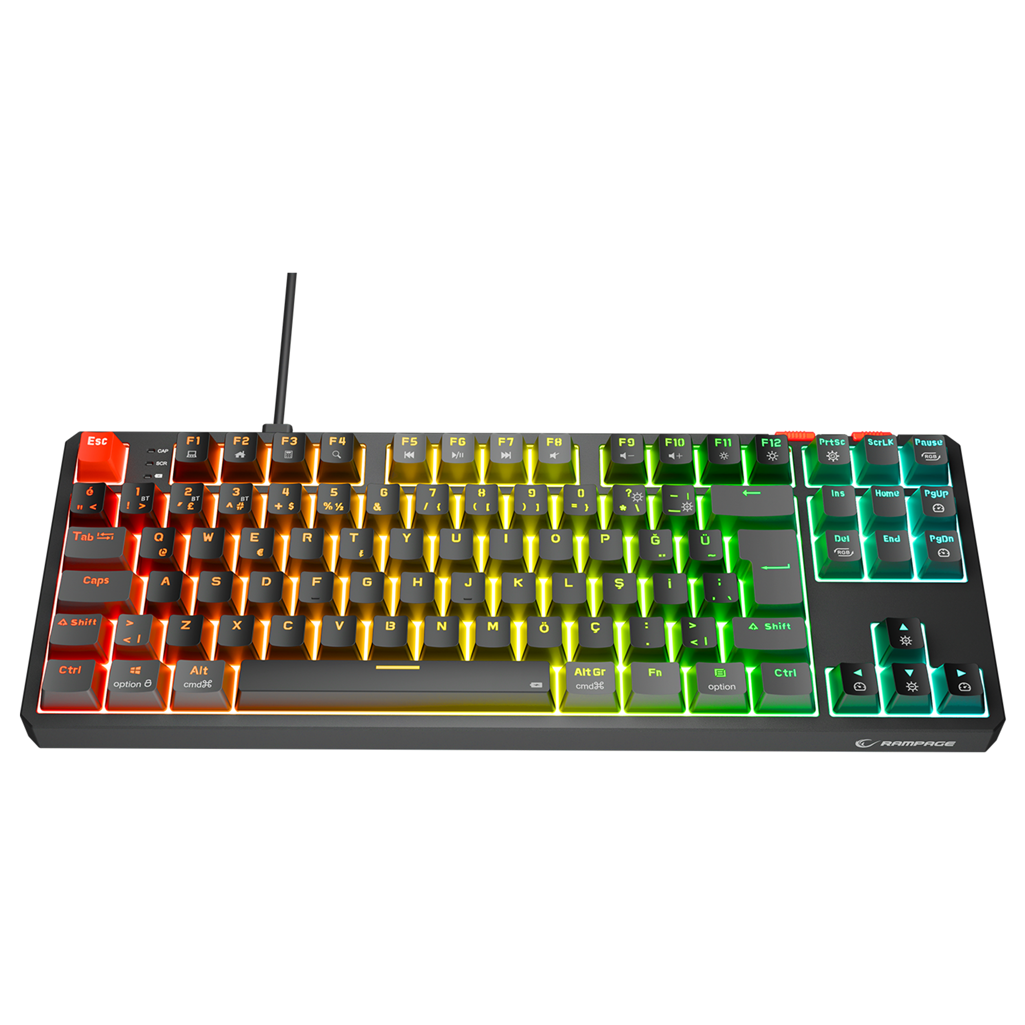 Yoru TKL RGB Outemu Red Switch Mekanik Oyuncu Klavyesi-Siyah/Gri