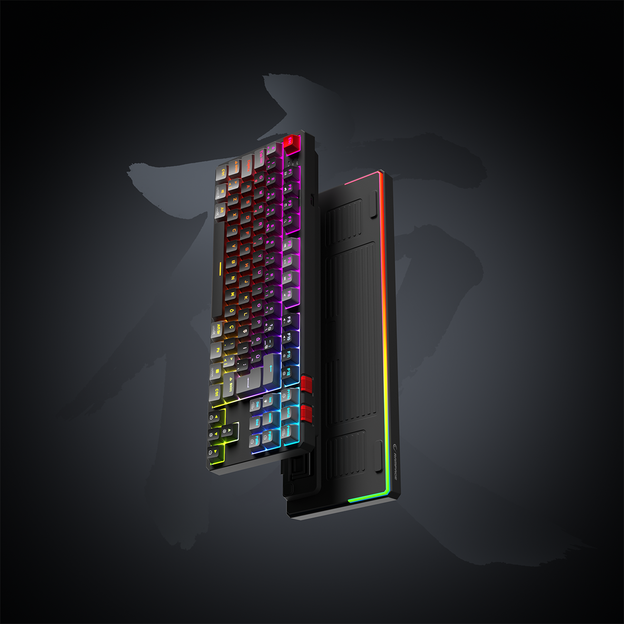 Yoru TKL RGB Outemu Red Switch Mekanik Oyuncu Klavyesi-Siyah/Gri