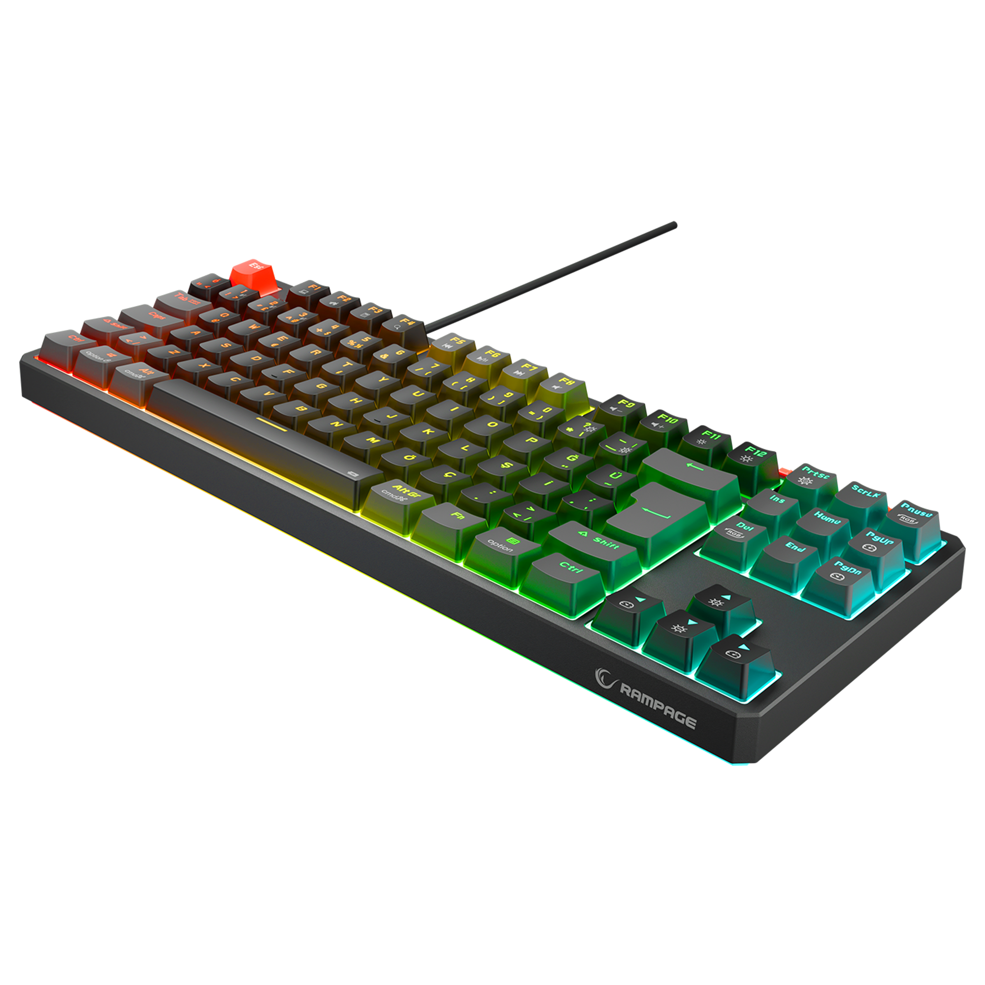 Yoru TKL RGB Outemu Red Switch Mekanik Oyuncu Klavyesi-Siyah/Gri