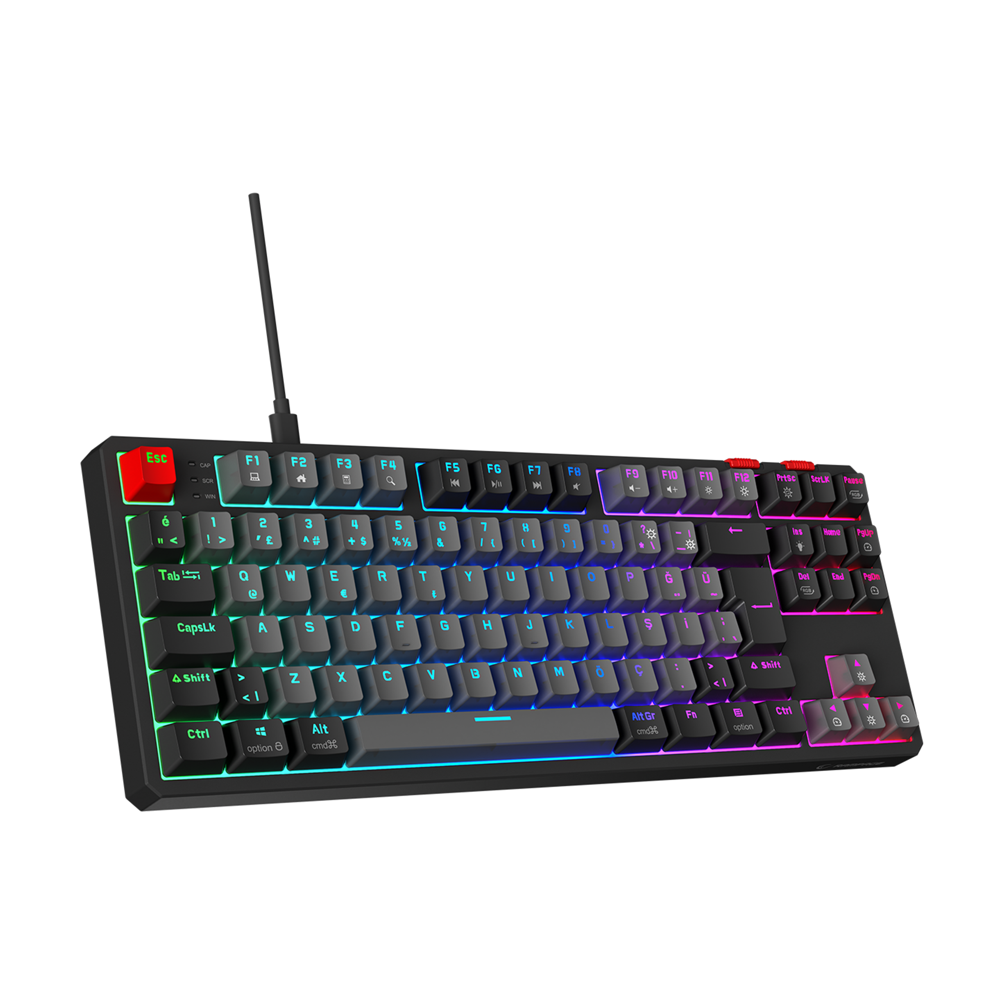 Yoru TKL RGB Outemu Red Switch Mekanik Oyuncu Klavyesi-Gri/Siyah