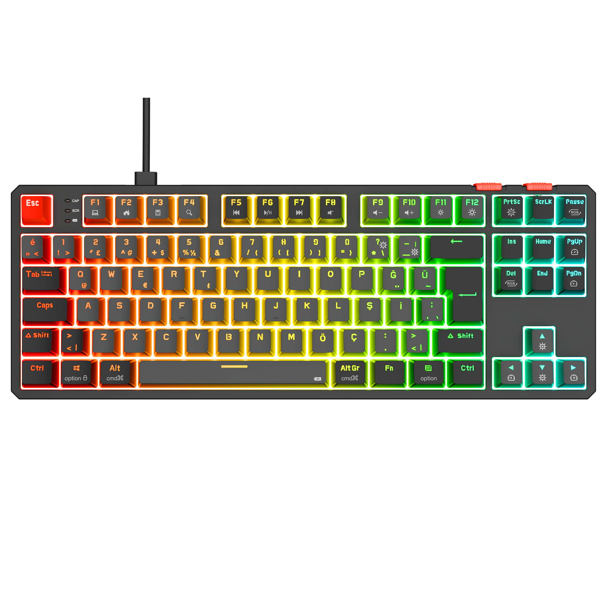Yoru TKL RGB Outemu Red Switch Mekanik Oyuncu Klavyesi-Gri/Siyah
