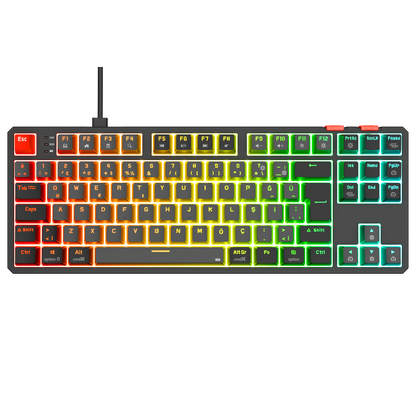 Yoru TKL RGB Outemu Red Switch Mekanik Oyuncu Klavyesi-Gri/Siyah