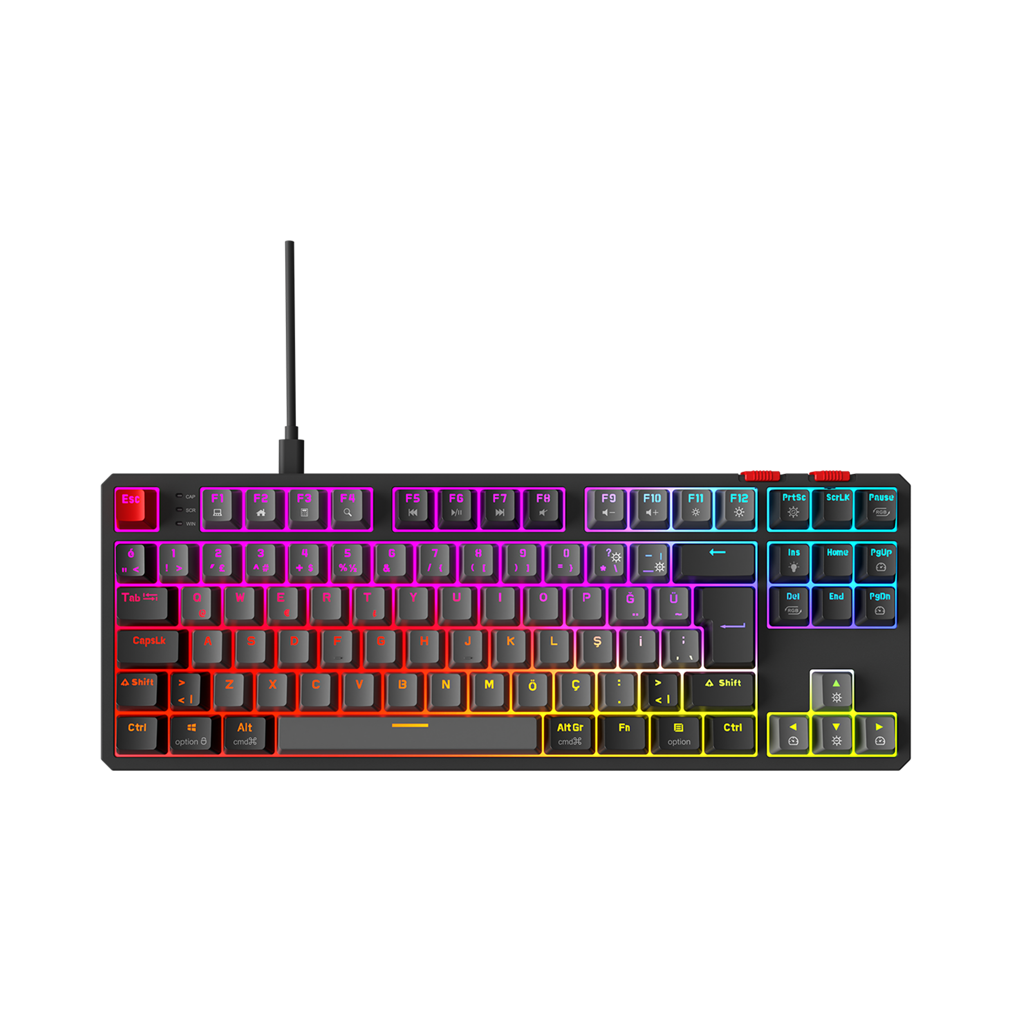 Yoru TKL RGB Outemu Red Switch Mekanik Oyuncu Klavyesi-Gri/Siyah