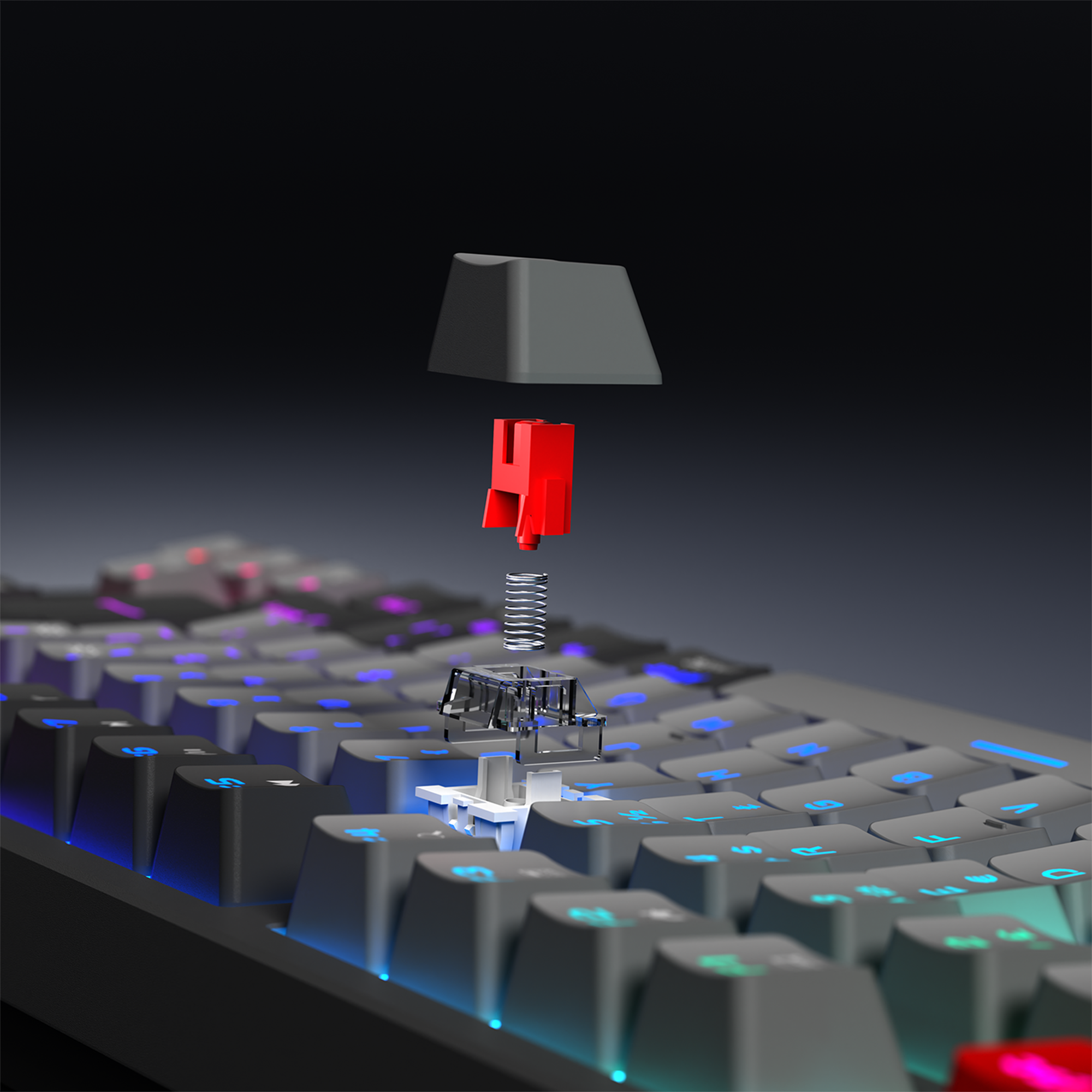 Yoru TKL RGB Outemu Red Switch Mekanik Oyuncu Klavyesi-Gri/Siyah