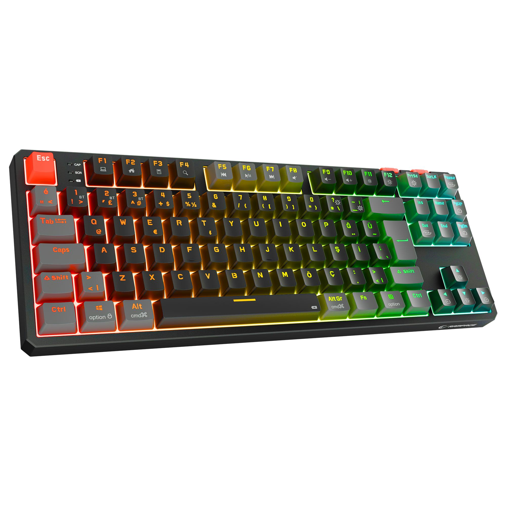 Yoru TKL Pro RGB Outemu Red Switch Mekanik Kablosuz Oyuncu Klavyesi- Siyah/Gri