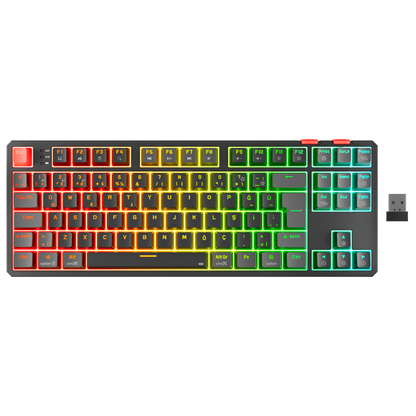 Yoru TKL Pro RGB Outemu Red Switch Mekanik Kablosuz Oyuncu Klavyesi- Siyah/Gri