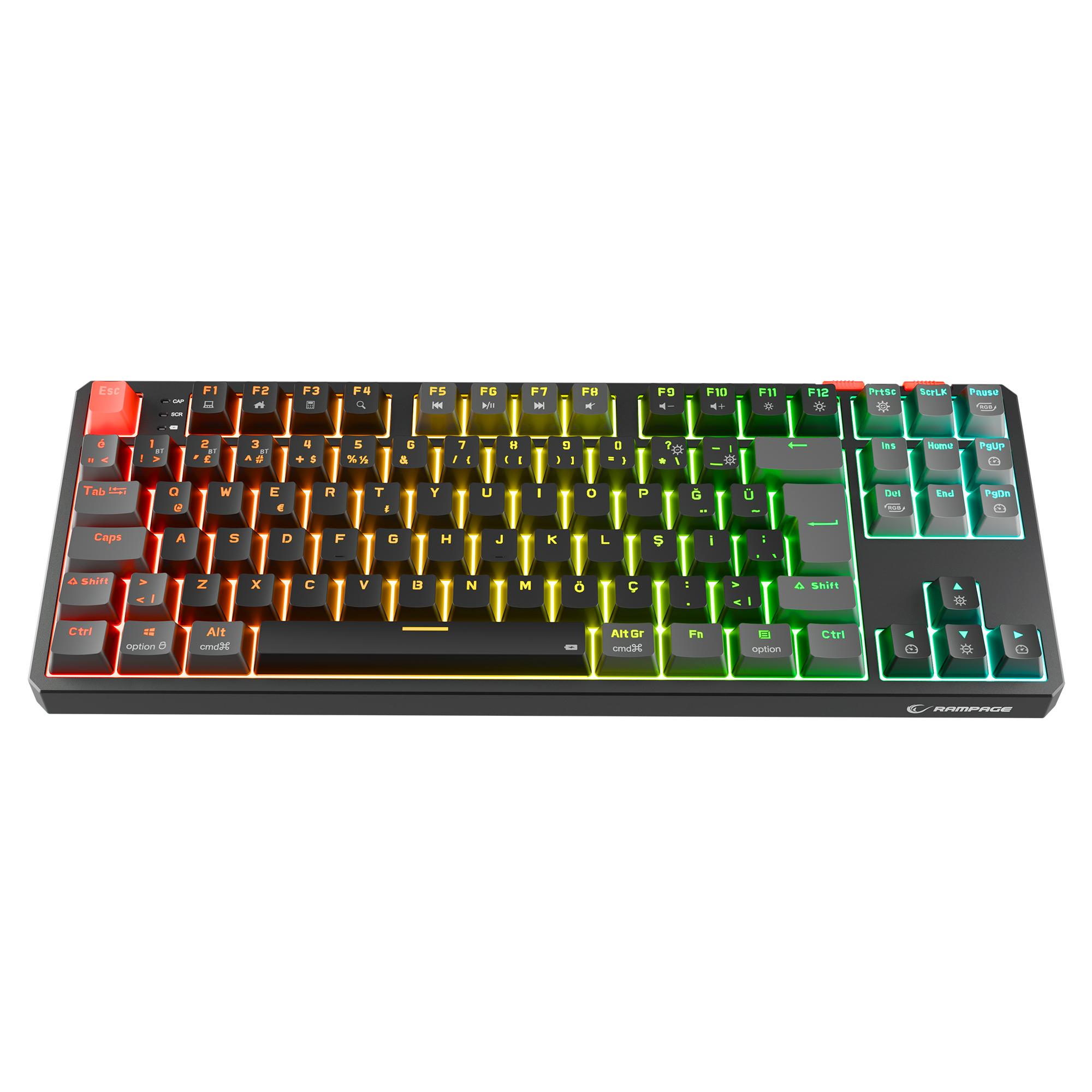 Yoru TKL Pro RGB Outemu Red Switch Mekanik Kablosuz Oyuncu Klavyesi- Siyah/Gri