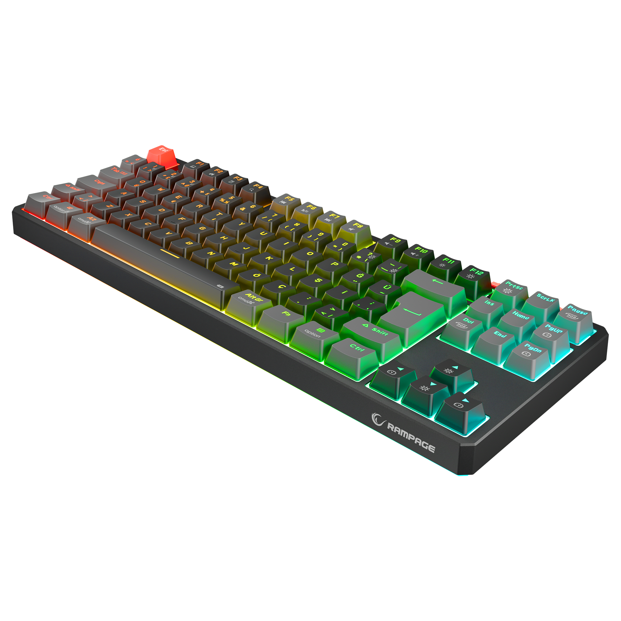 Yoru TKL Pro RGB Outemu Red Switch Mekanik Kablosuz Oyuncu Klavyesi- Siyah/Gri
