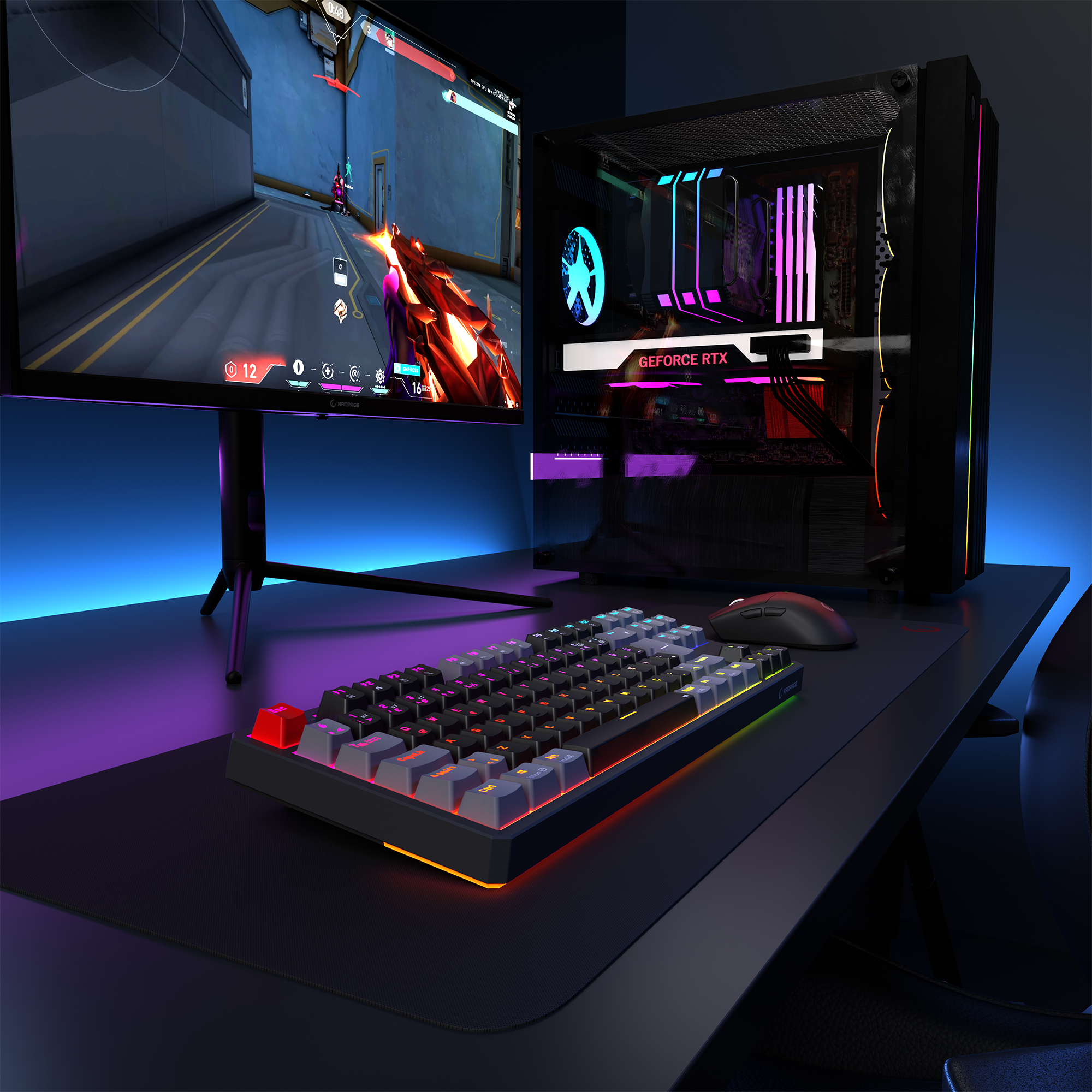 YORU TKL PRO - RGB Red Switch Mekanik Kablosuz Oyuncu Klavyesi- Siyah/Gri