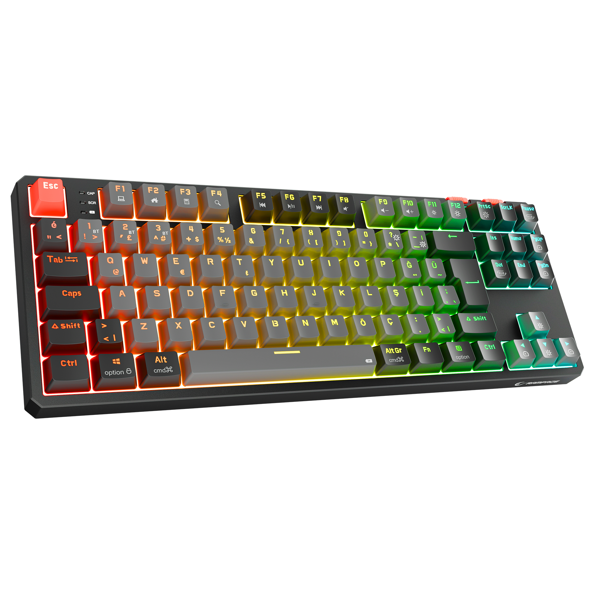 Yoru TKL Pro RGB Outemu Red Switch Mekanik Kablosuz Oyuncu Klavyesi-Gri/Siyah