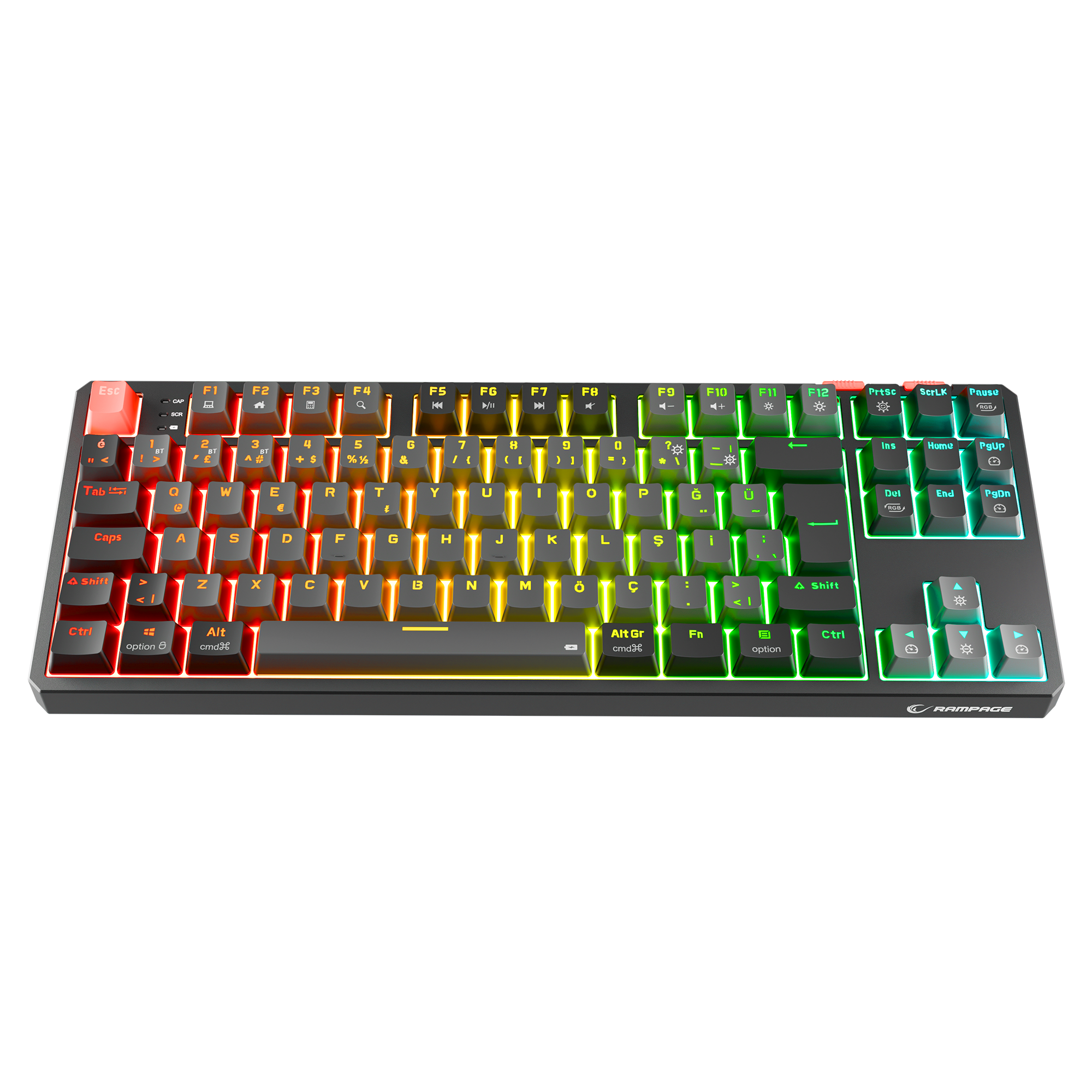 Yoru TKL Pro RGB Outemu Red Switch Mekanik Kablosuz Oyuncu Klavyesi-Gri/Siyah