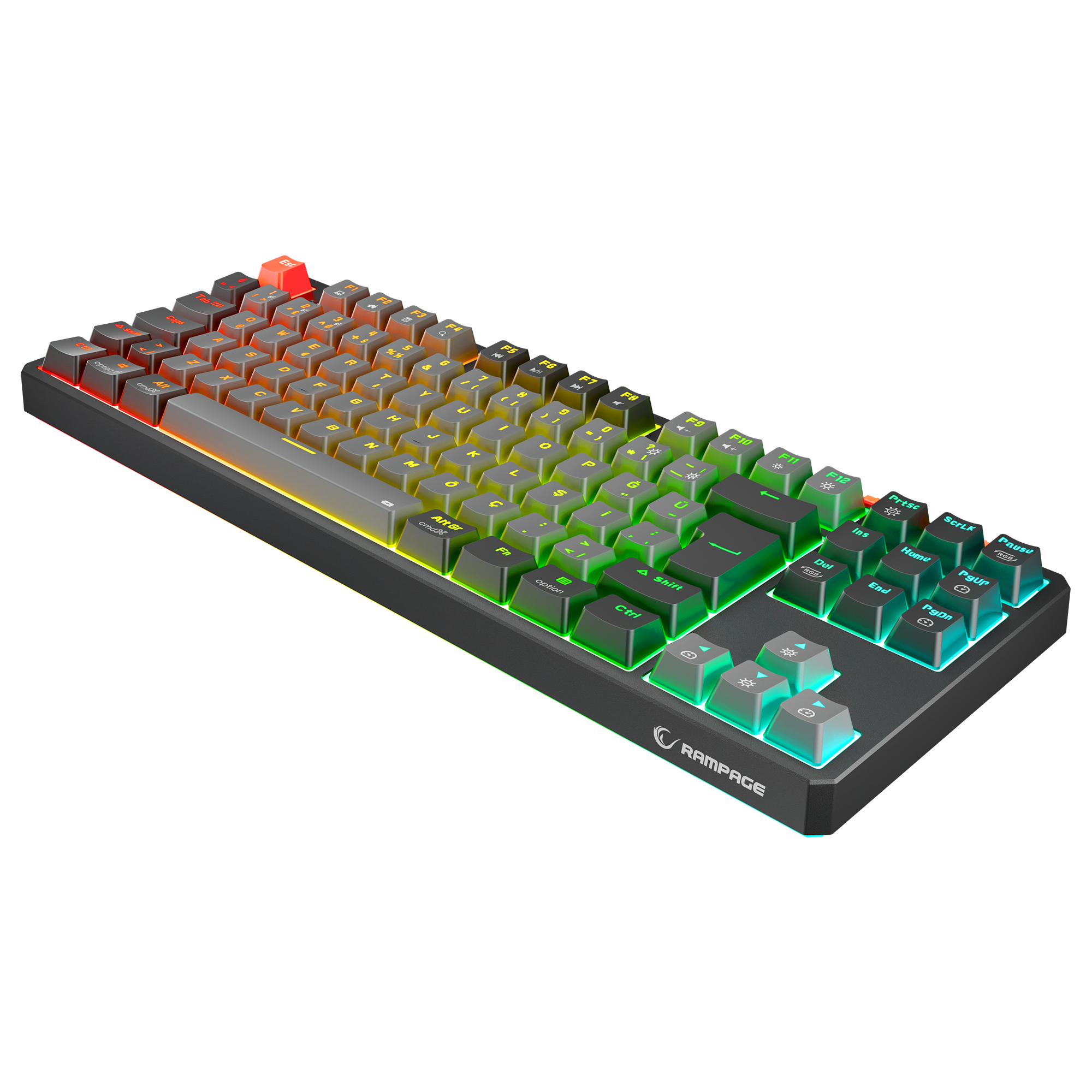 Yoru TKL Pro RGB Outemu Red Switch Mekanik Kablosuz Oyuncu Klavyesi-Gri/Siyah