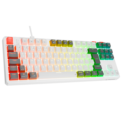 Yoru TKL RGB Red Switch Mekanik Oyuncu Klavyesi-Beyaz/Gri