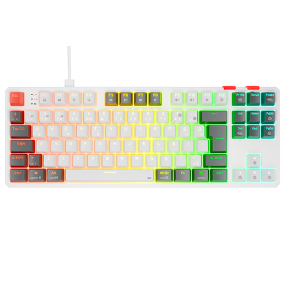 Yoru TKL RGB Red Switch Mekanik Oyuncu Klavyesi-Beyaz/Gri