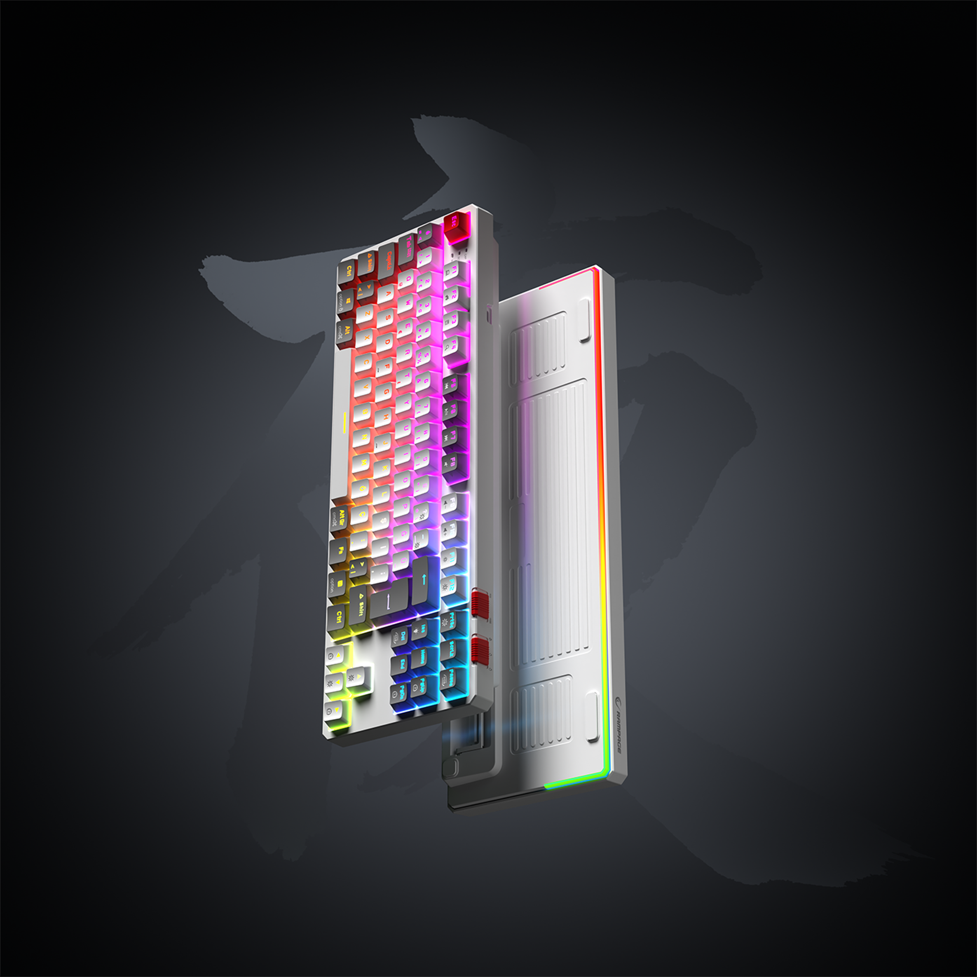 Yoru TKL RGB Red Switch Mekanik Oyuncu Klavyesi-Beyaz/Gri