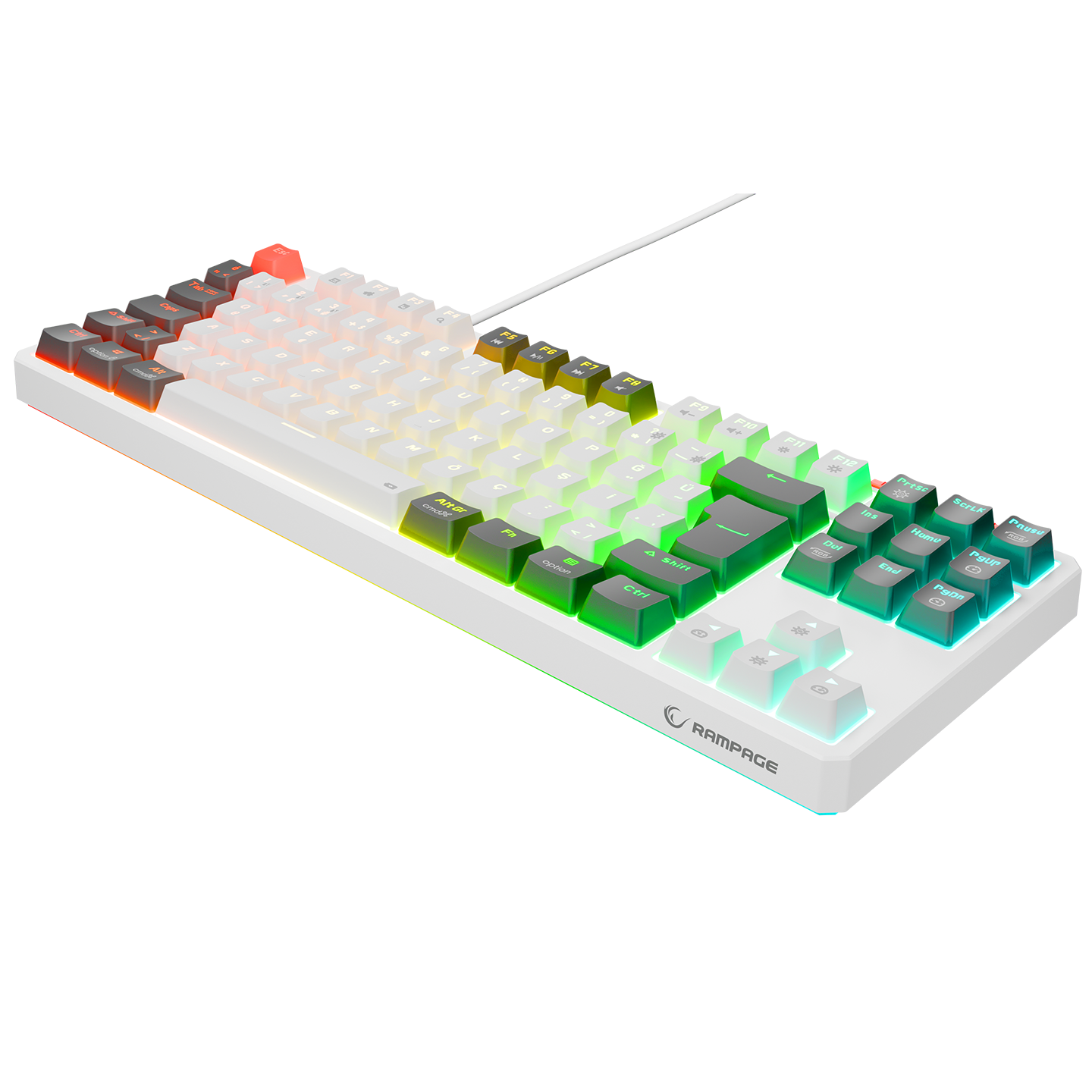 Yoru TKL RGB Red Switch Mekanik Oyuncu Klavyesi-Beyaz/Gri