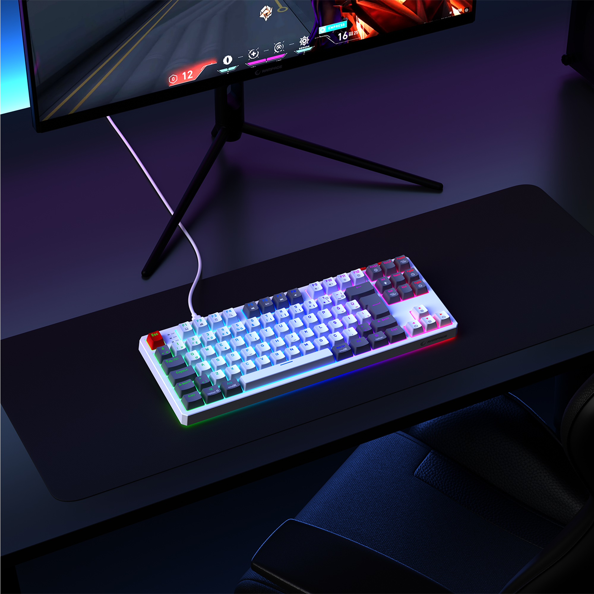 Yoru TKL RGB Red Switch Mechanical Gaming Keyboard-White/Gray