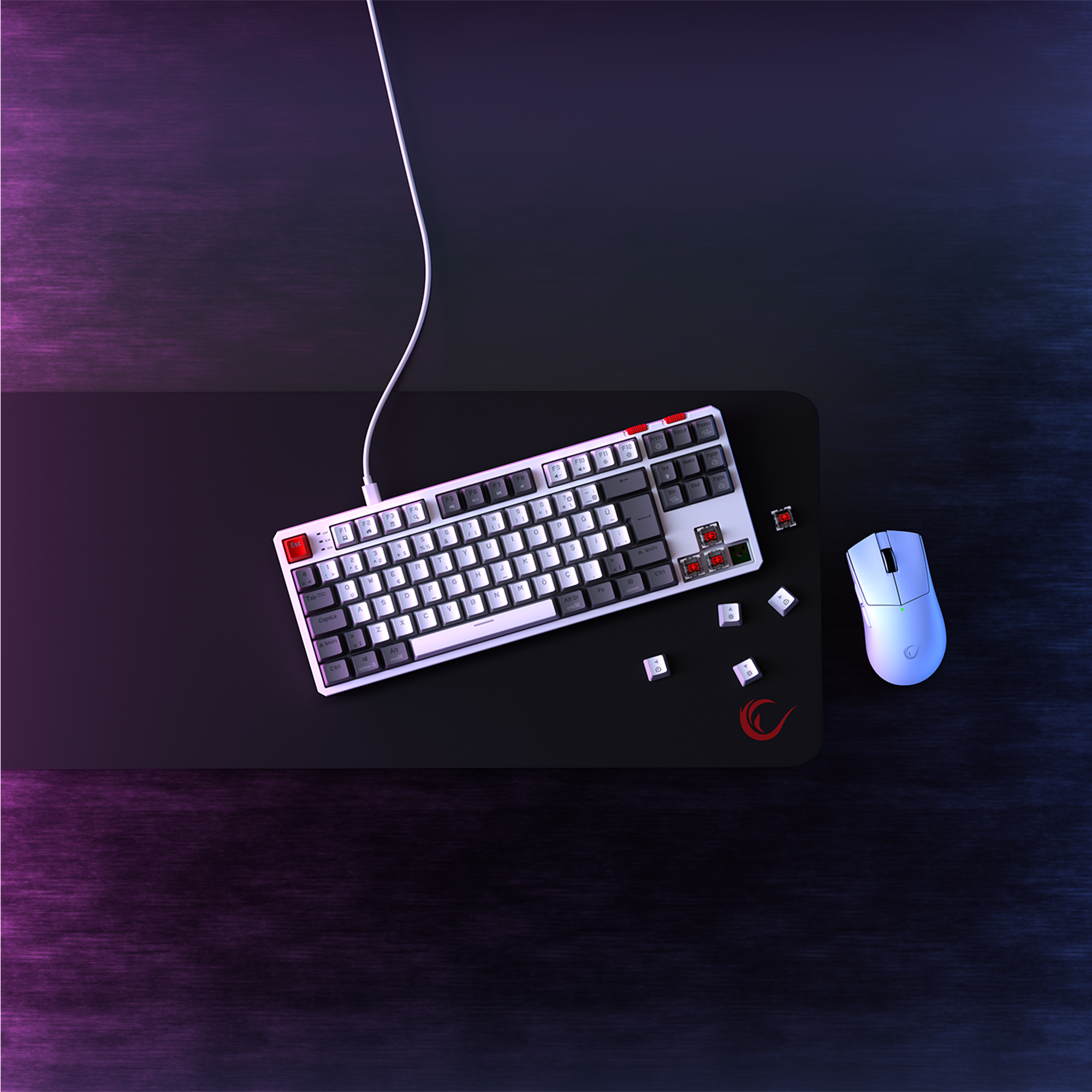 Yoru TKL RGB Red Switch Mechanical Gaming Keyboard-White/Gray