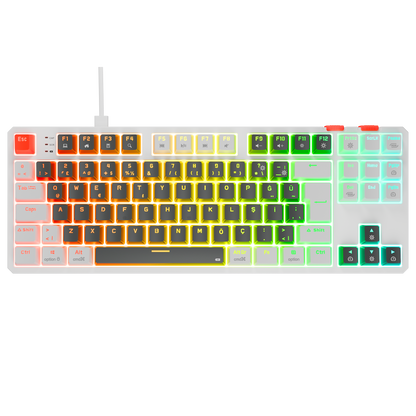 Yoru TKL RGB Outemu Red Switch Mekanik Oyuncu Klavyesi- Gri/Beyaz