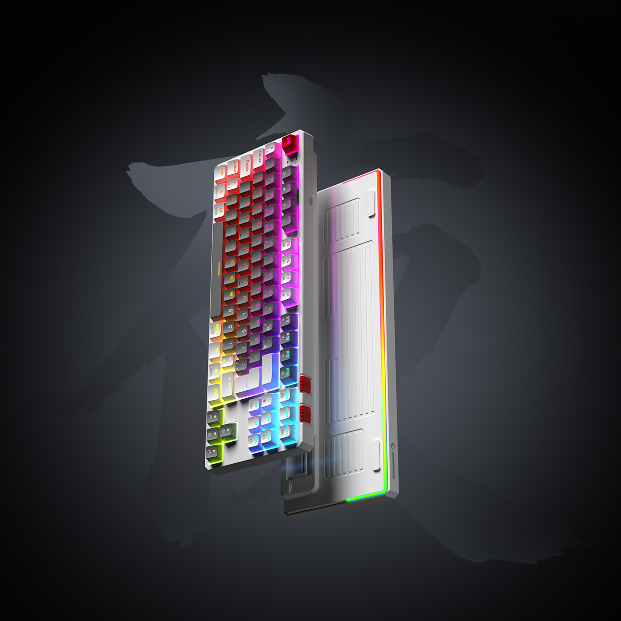 Yoru TKL RGB Outemu Red Switch Mekanik Oyuncu Klavyesi- Gri/Beyaz