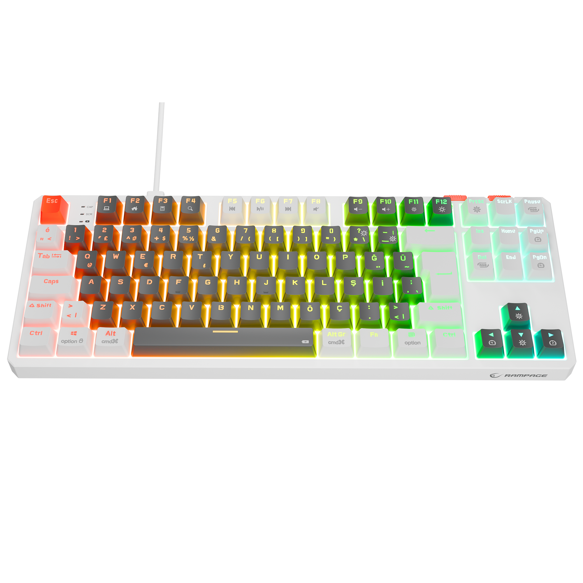 Yoru TKL RGB Outemu Red Switch Mekanik Oyuncu Klavyesi- Gri/Beyaz