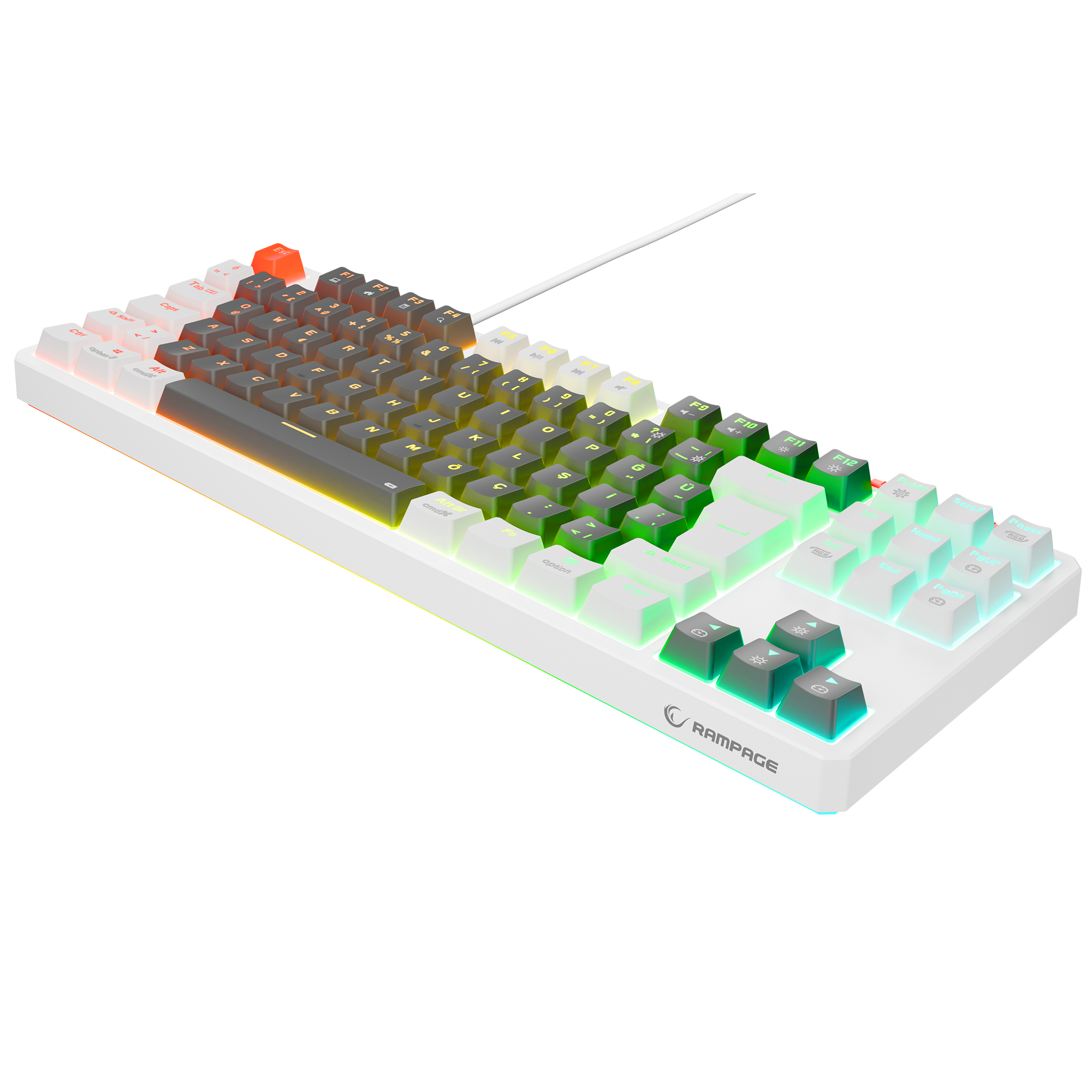 Yoru TKL RGB Outemu Red Switch Mekanik Oyuncu Klavyesi- Gri/Beyaz