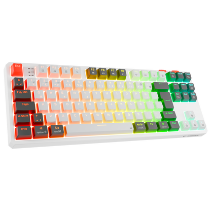Yoru TKL Pro RGB Outemu Red Switch Mekanik Kablosuz Oyuncu Klavyesi-Beyaz/Gri