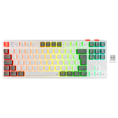 Yoru TKL Pro RGB Outemu Red Switch Mekanik Kablosuz Oyuncu Klavyesi-Beyaz/Gri