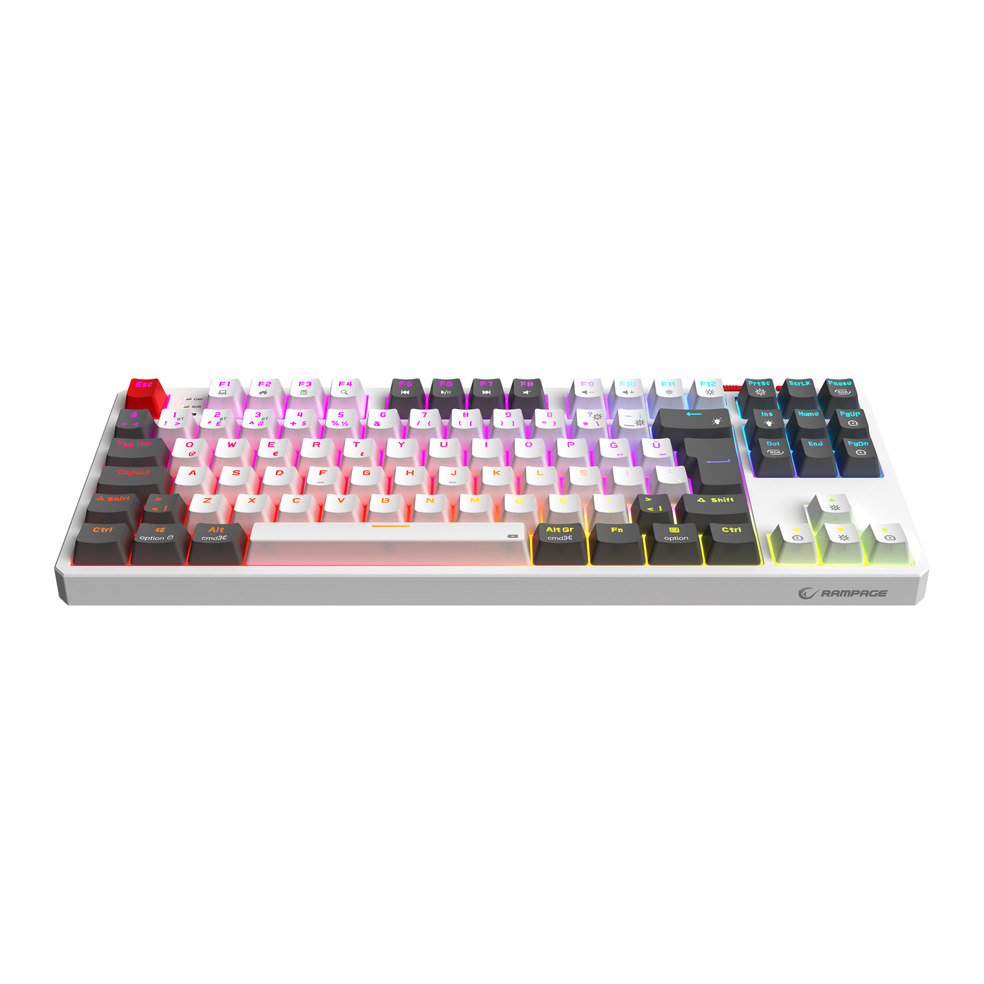 Yoru TKL Pro RGB Outemu Red Switch Mekanik Kablosuz Oyuncu Klavyesi-Beyaz/Gri