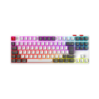 Yoru TKL Pro RGB Outemu Red Switch Mekanik Kablosuz Oyuncu Klavyesi-Beyaz/Gri