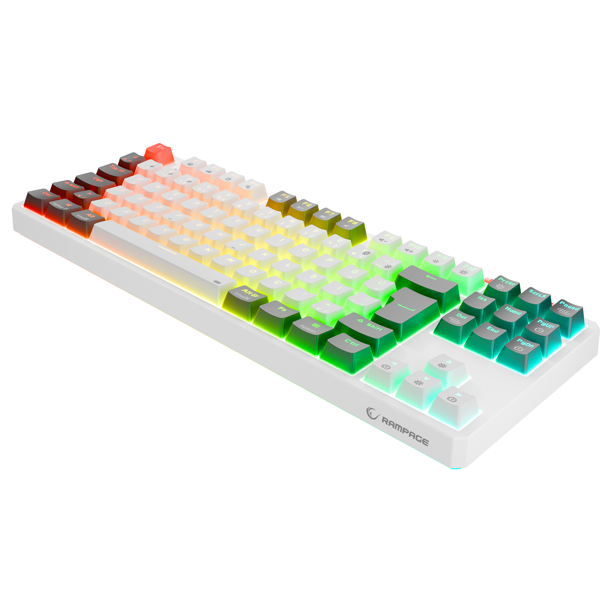 Yoru TKL Pro RGB Outemu Red Switch Mekanik Kablosuz Oyuncu Klavyesi-Beyaz/Gri