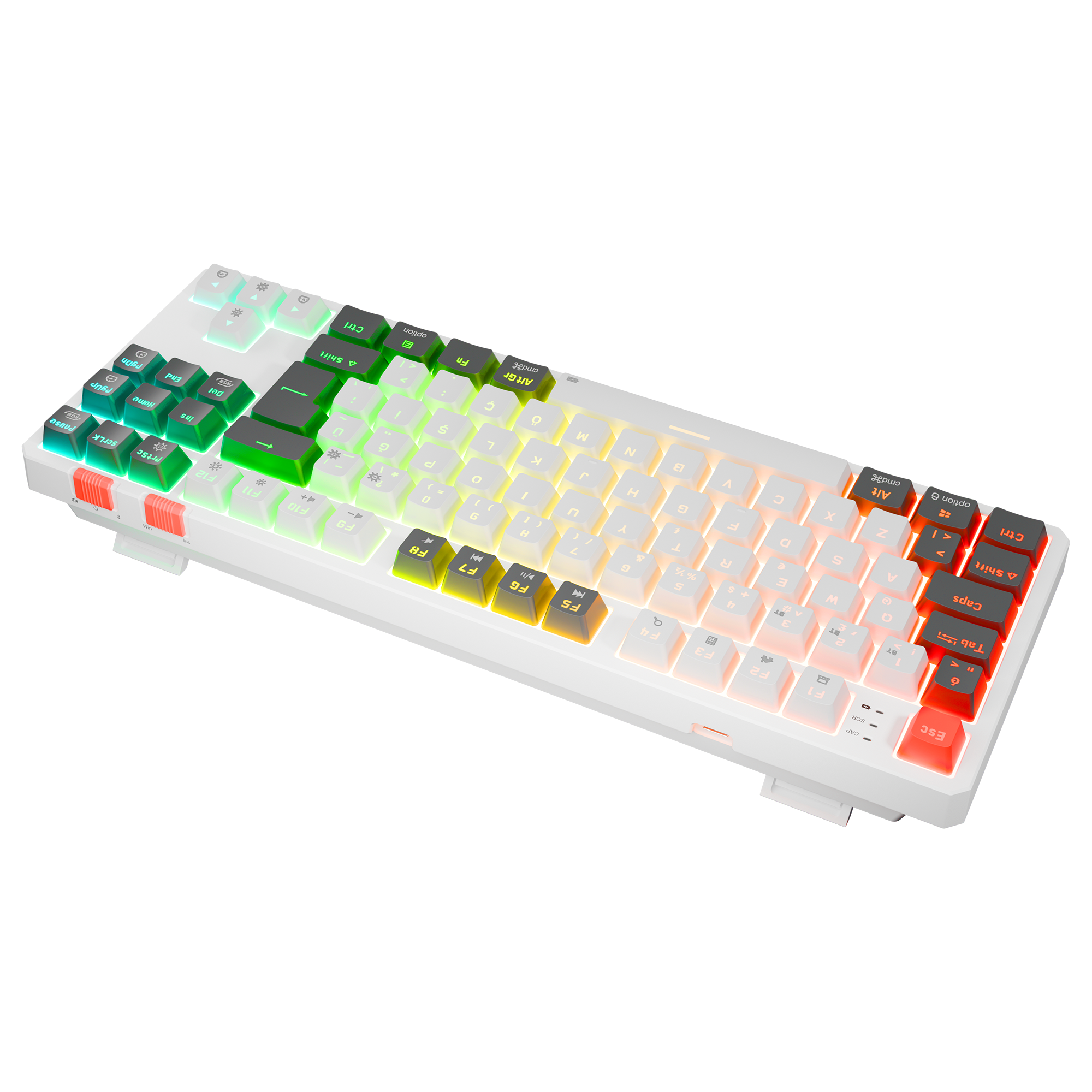 Yoru TKL Pro RGB Outemu Red Switch Mekanik Kablosuz Oyuncu Klavyesi-Beyaz/Gri