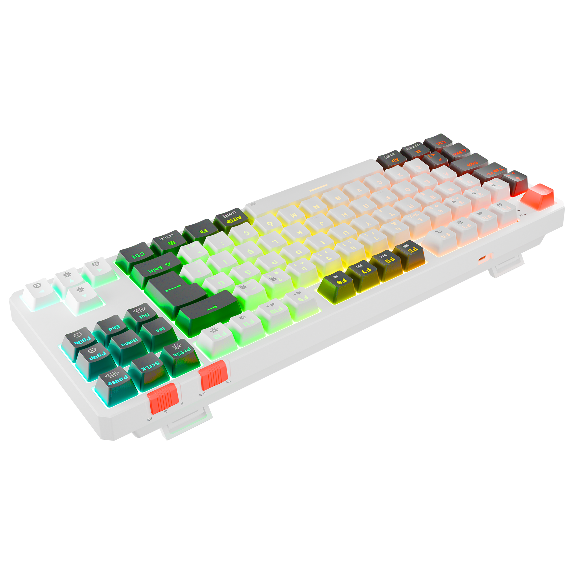 Yoru TKL Pro RGB Outemu Red Switch Mekanik Kablosuz Oyuncu Klavyesi-Beyaz/Gri