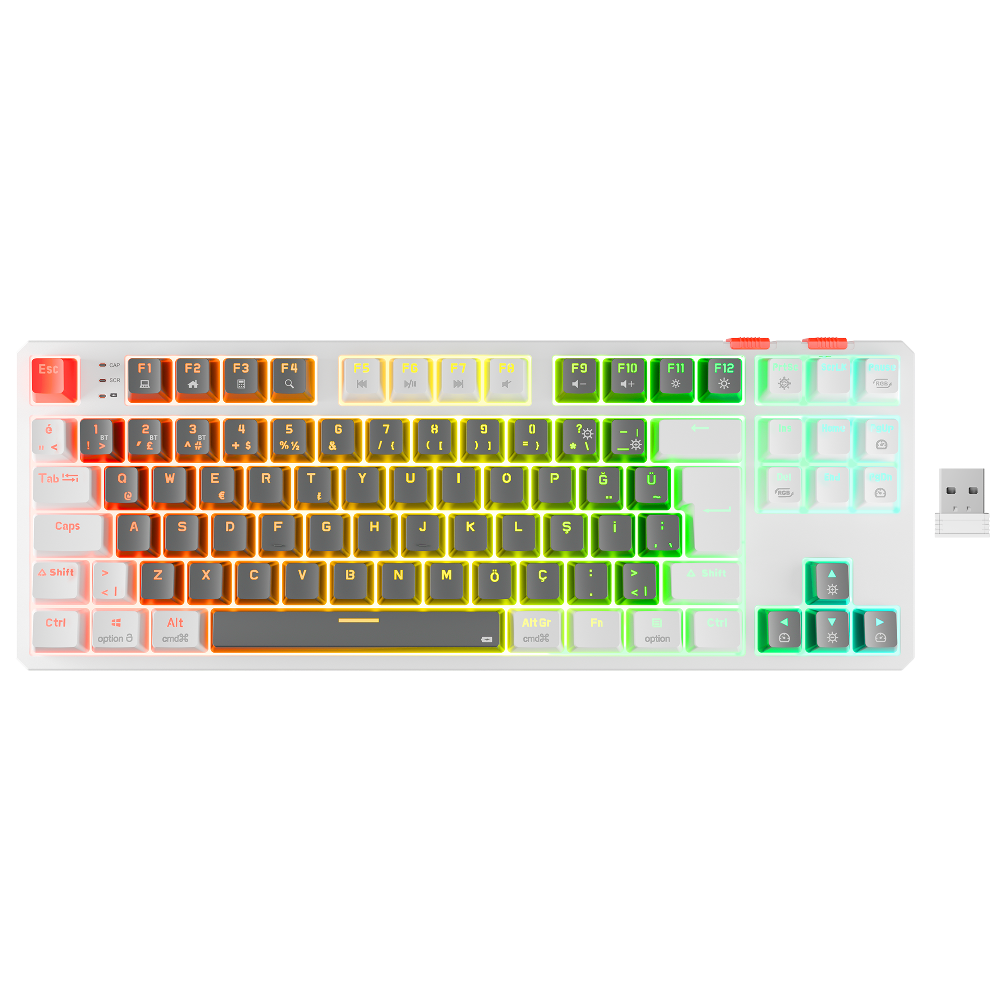 Yoru TKL Pro RGB Outemu Red Switch Mechanical Wireless Gaming Keyboard - Gray/White