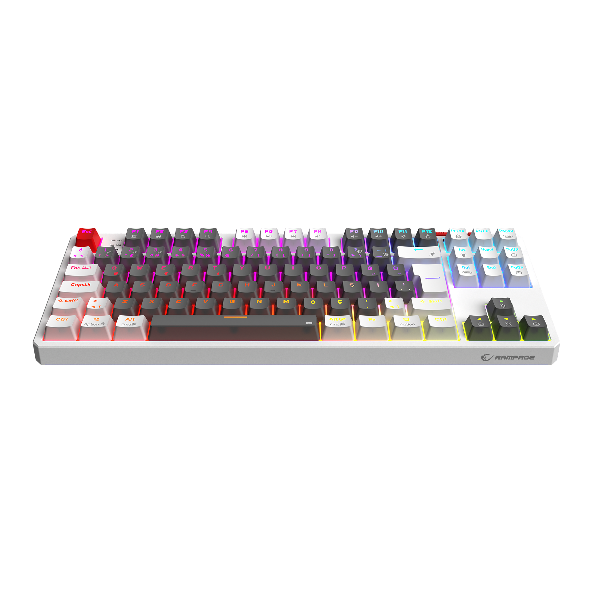YORU TKL PRO - RGB Red Switch Mekanik Kablosuz Oyuncu Klavyesi-Gri/Beyaz