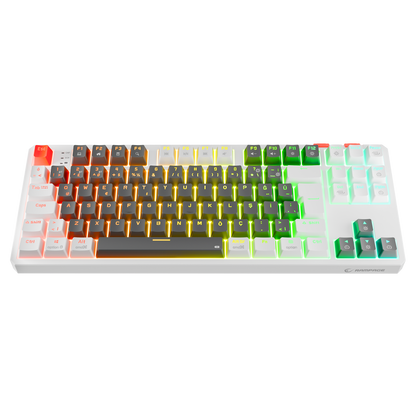 RGB Red Switch Mekanik Kablosuz Oyuncu Klavyesi-Gri/Beyaz