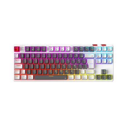 YORU TKL PRO - RGB Red Switch Mekanik Kablosuz Oyuncu Klavyesi-Gri/Beyaz
